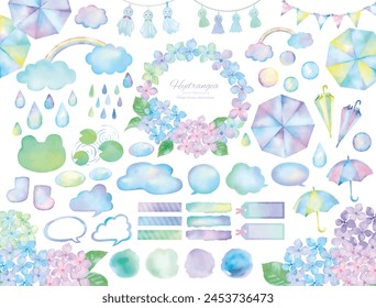 Watercolor hand drawn rainy season rainy day cute rainy season greetings illustration