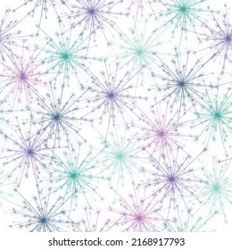 Watercolor hand drawn seamless pattern with feathers and spring tender flowers - dandelions on the white backgroun Wallpaper print design. 
