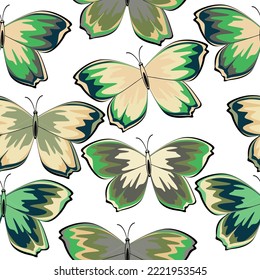 Watercolor hand drawn seamless pattern with illustration of beautiful exotic dragonflies butterflies isolated on white background.  High quality for your design. Textiles,wallpaper,decoration,print.