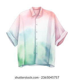 Watercolor hand drawn shirt in pastel colors isolated on white background.