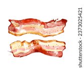 Watercolor hand drawn sketch meat product bacon. Vector illustration for menu and package design