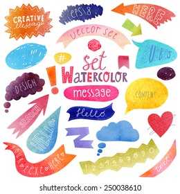 Watercolor hand drawn speech bubbles vector