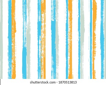 Watercolor hand drawn straight lines vector seamless pattern. Doodle candy wrap  sweet design. Grainy geometric straight lines, stripes banner background. Seamless backdrop.