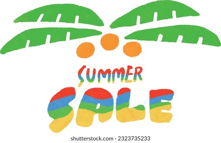 Watercolor hand drawn style palm tree and summer sale logo	
