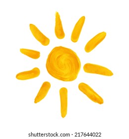 Watercolor hand drawn sun. Vector illustration