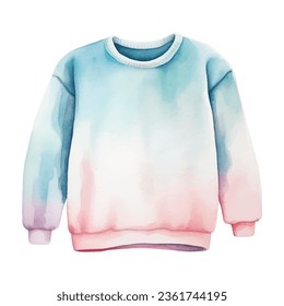 Watercolor hand drawn sweatshirt, sweater in pastel colors isolated on white background.