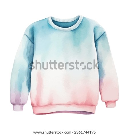 Watercolor hand drawn sweatshirt, sweater in pastel colors isolated on white background.