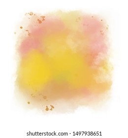 watercolor hand drawn vector isolated stain on white background. Abstract aquarelle brush paint paper texture grunge cold bright color element for text design, blank, wallpaper
