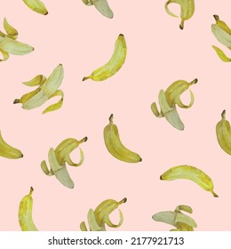 
Wasserfarbige handgezeichnete Vektorgrafik nahtlos Muster Banane