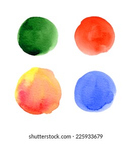 Watercolor hand drawn vector splashes set.