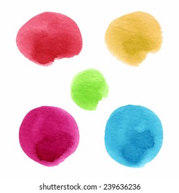 Watercolor hand drawn vector splashes set.