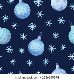 Watercolor hand drawn winter pattern, vector illustration.