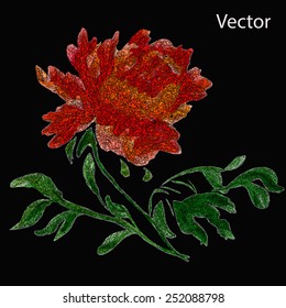 Watercolor hand pain flower. Vector illustration.
