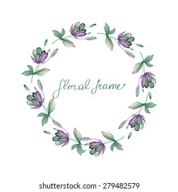 Watercolor hand paint frame. Vector illustration