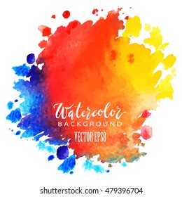 Watercolor hand paint rainbow spot, vector artistic illustration isolated on white background, colorful multicolor element for design.