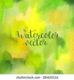 Watercolor hand painted background. Bright colorful texture. Template for your design.  Vector illustration