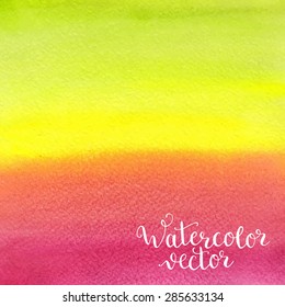 Watercolor hand painted background. Bright colorful texture. Template for your design.  Vector illustration
