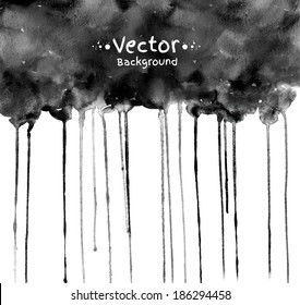 Watercolor hand painted background with smudges. Vector EPS 10.