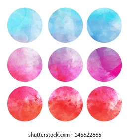 Watercolor hand painted circle shape design elements