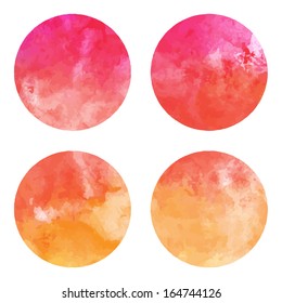 Watercolor hand painted circle shape design elements 