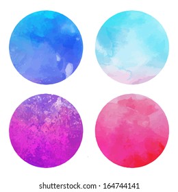 Watercolor hand painted circle shape design elements 