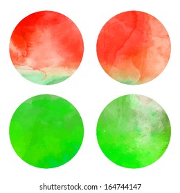 Watercolor hand painted circle shape design elements 