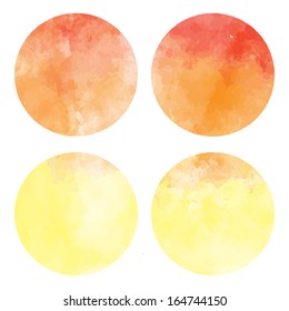 Watercolor hand painted circle shape design elements 