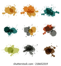Watercolor hand painted circles set art vector spot