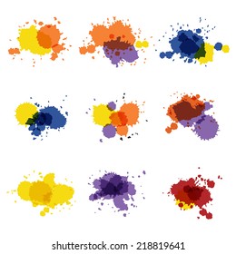 Watercolor hand painted circles set art vector spot