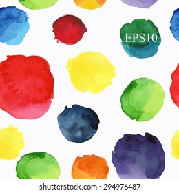 Watercolor hand painted circles set vector. Set of round colorful vector shapes. Design elements.