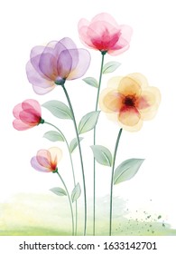 Watercolor hand painted with colourful flower. use for wedding, valentine, invitation, posters, greeting cards.