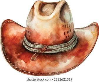 Watercolor hand painted cowboy hat