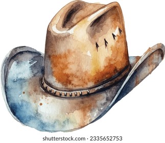 Watercolor hand painted cowboy hat