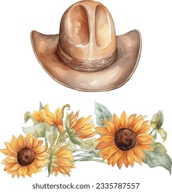 Sombrero de vaquero pintado a mano con acuarela