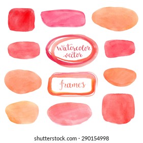 Watercolor hand painted frames set. Bright background.Template for your design. Vector illustration