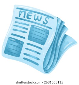 Watercolor hand painted newspaper, newspaper clip art, folded tabloid clip art, news clipart, newspaper vector illustration in watercolor painting style, isolated on white background