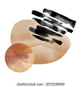 Watercolor hand painted paper background.Abstract trendy design, doodle paint brush strokes liquid pattern, natural shape.