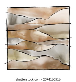 Watercolor hand painted paper background.Abstract trendy design, doodle paint brush strokes liquid pattern, natural shape.