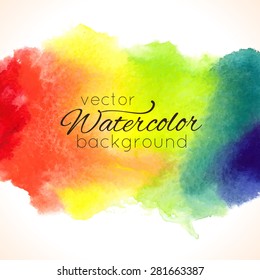 Watercolor hand painted rainbow background. Template for your design. Vector illustration