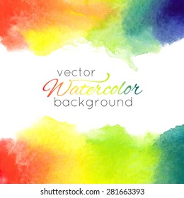Watercolor hand painted rainbow background. Template for your design. Vector illustration