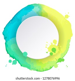 Watercolor hand painted round shapes and circular place for text inside. Perfect for card, banner, template, decoration, print, cover, web, element design. Vector illustration.