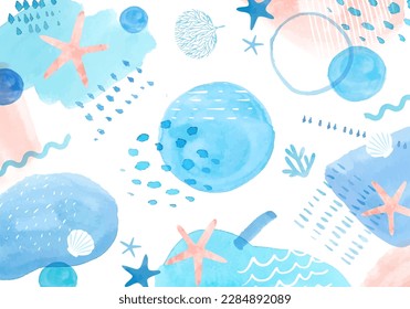 Watercolor hand painted sea creatures. Vector illustration. svg