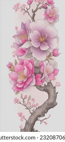 Patrón de acuarela pintado a mano sin fisuras con bellas ramas florecientes.