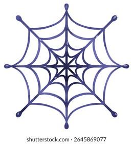 Teia de aranha pintada à mão de aquarela, arte de clipe de teia de aranha, ilustração de desenho animado de teia de aranha bonito no estilo de pintura de aquarela, arte de clipe de teia de aranha, isolado no fundo branco
