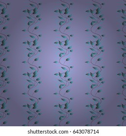 Watercolor hand painting of abstract blue leaves, seamless pattern vector background.