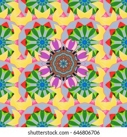 Watercolor hand painting of abstract blue flowers, seamless pattern vector background.