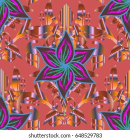 Watercolor hand painting of abstract blue flowers, seamless pattern vector background.