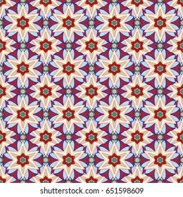 Watercolor hand painting of abstract blue flowers, seamless pattern vector background.