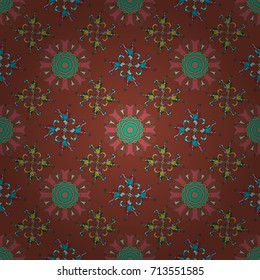 Watercolor hand painting of abstract brown, green and black flowers, seamless pattern vector background.