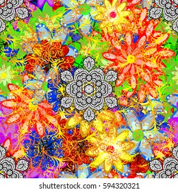 Watercolor hand painting of abstract flowers, seamless pattern vector background.